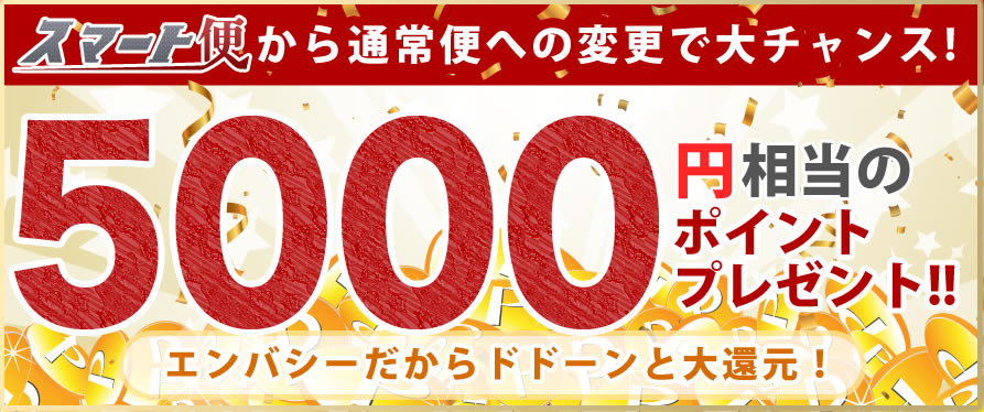 通常便配送をお選びいただくと５０００ポイントプレゼント