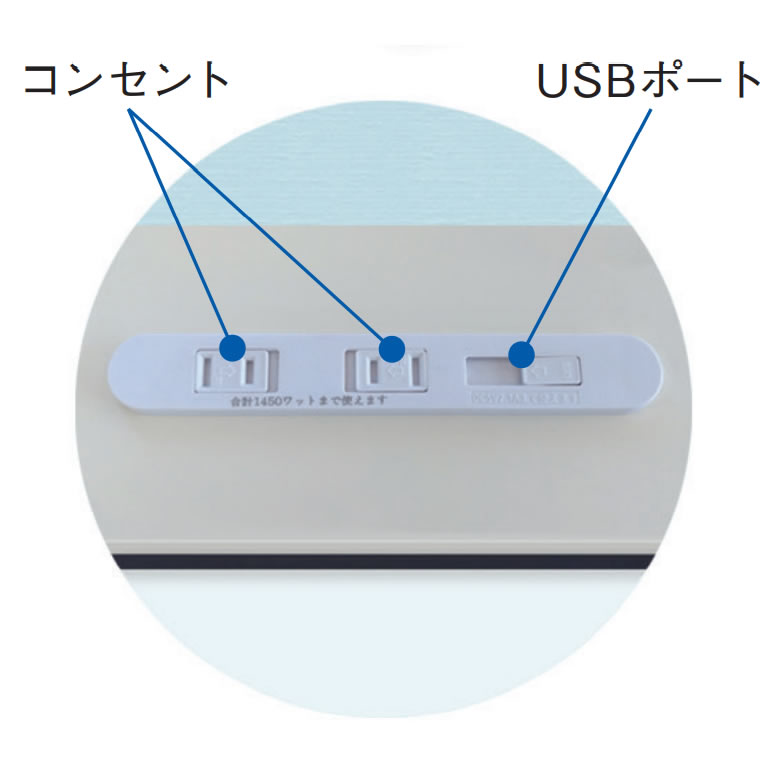 コンセント・USBポート付き