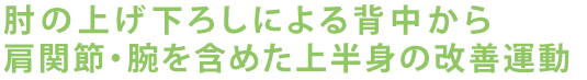 肘の上げ下ろしによる背中から 肩関節・腕を含めた上半身の改善運動