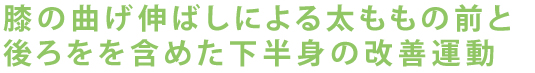 膝の曲げ伸ばしによる太ももの前と 後ろをを含めた下半身の改善運動