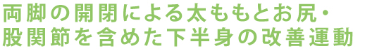 両脚の開閉による太ももとお尻・ 股関節を含めた下半身の改善運動